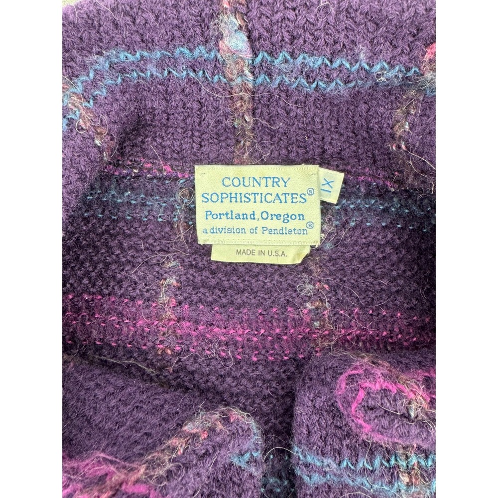VTG Country Sophisticates Pendleton Plaid Wool Blend‎ Grandma Retro Cardigan - Picture 11 of 13